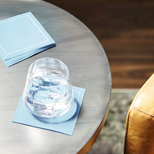 Five Star Napkins Luxury Cotton Cloth Cocktail Napkins - Bar Napkins, Party Napkins, Beverage Napkins, Events, Holiday, Wedding, Birthday, Parties - 4.5" x 4.5" - Disposable (50 x) Sky Blue - Image 2