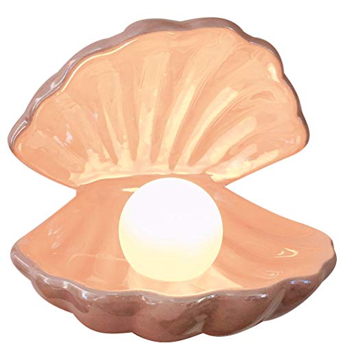 IMIKEYA Shell Pearl Light LED Accent Lamp Portable Night Light Pearl in Shell Desktop Ornament Home Decor for Bedroom Living Room (Pink) - Image 1