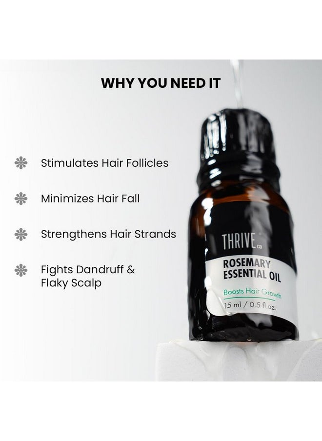 THRIVECO - Rosemary Essential Oil For Hair Growth & Hair Fall Control | Reduces Hair Breakage & Improves Scalp Health | 100% Pure, Certified Organic & Natural | With Vitamin E | For Men & Women | 15Ml - Image 1