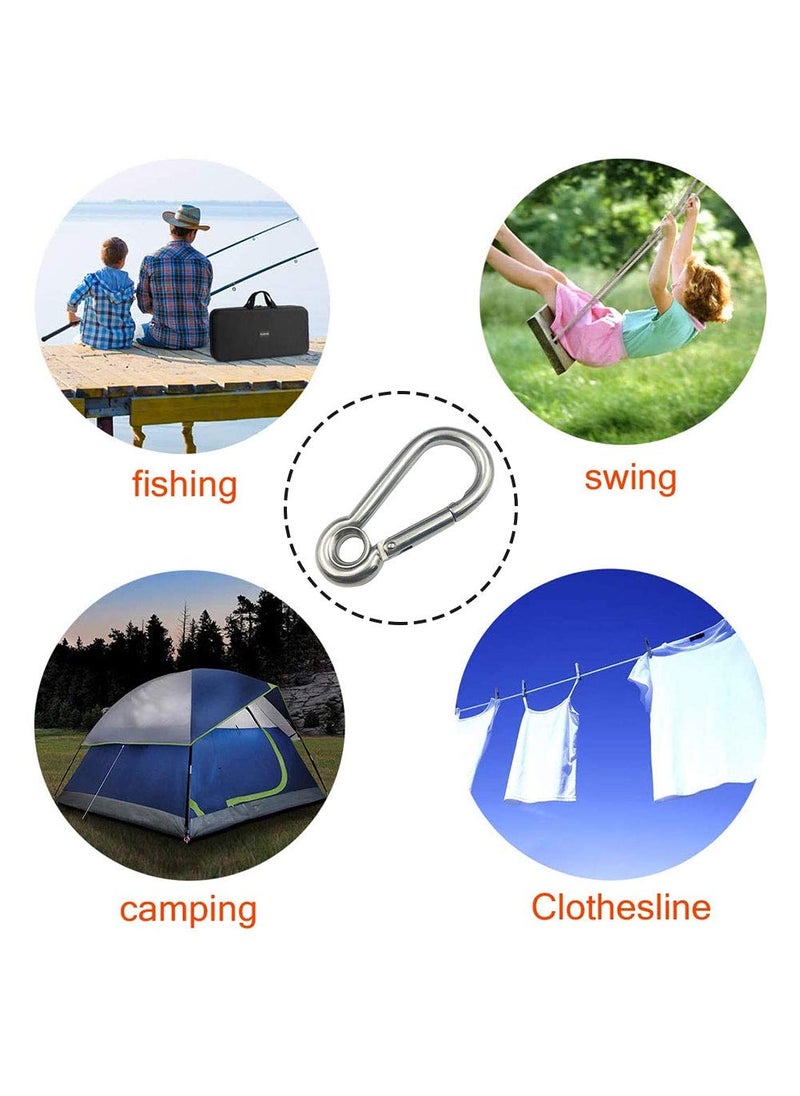 Aopin Aopin Spring Snap Hook Carabiner Dia 5mm 020 with Round Stainless Steel Pear Shape 304 Stainless Steel Clips Set of 5 for Camping Hiking Fishing GymLocking Carabiners for Dog Leash  Harness  - Image 5