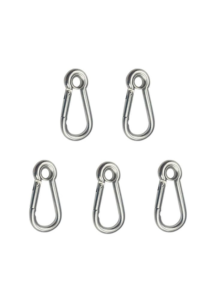 Aopin Aopin Spring Snap Hook Carabiner Dia 5mm 020 with Round Stainless Steel Pear Shape 304 Stainless Steel Clips Set of 5 for Camping Hiking Fishing GymLocking Carabiners for Dog Leash  Harness  - Image 1