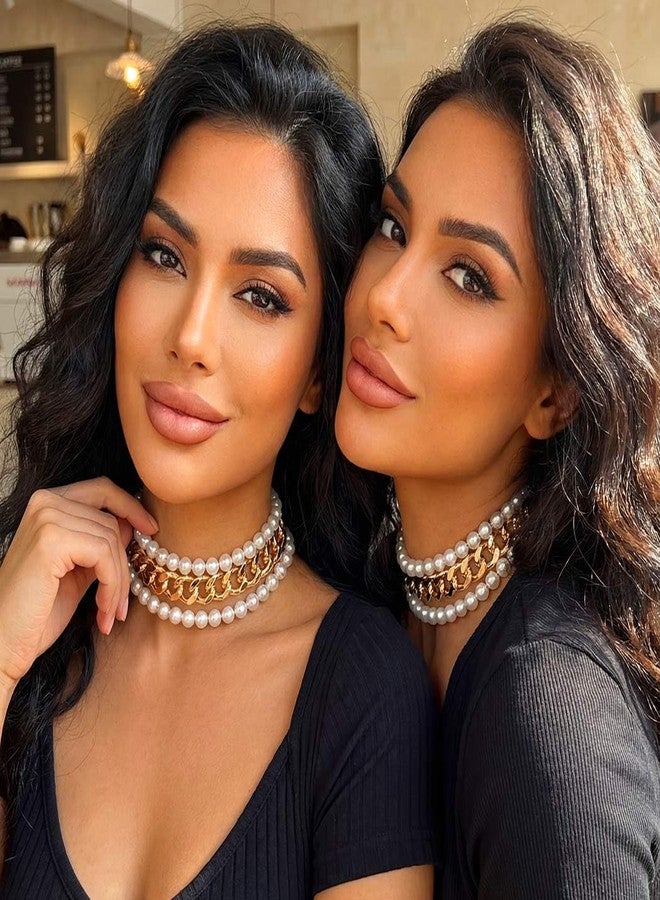 CLOACE Layered Pearl Choker Necklace Gold Chunky Link Chain Necklaces Thick Necklaces Punk Jewelry for Women and Girls(Gold Layered Chain) - Image 5
