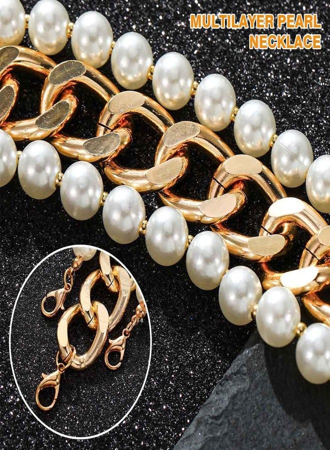 CLOACE Layered Pearl Choker Necklace Gold Chunky Link Chain Necklaces Thick Necklaces Punk Jewelry for Women and Girls(Gold Layered Chain) - Image 4