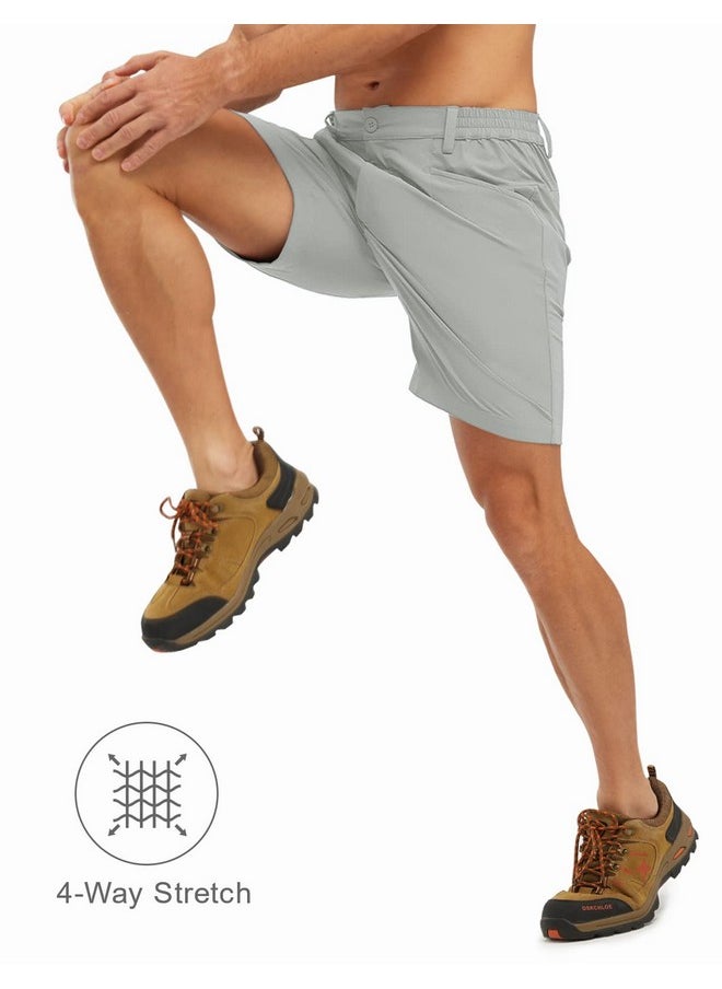 Rdruko Men'S Stretch Golf Shorts 7" Dress Casual Work Shorts Lightweight Quick Dry Hybrid Hiking Shorts With Pockets, Light Gray, 38  - Image 5