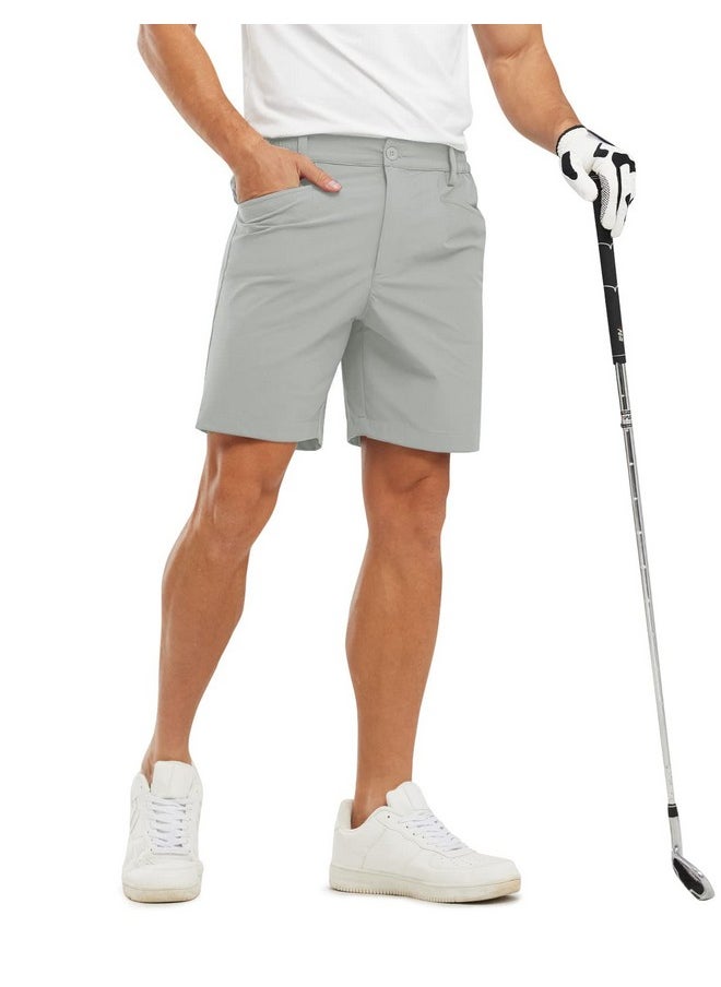 Rdruko Men'S Stretch Golf Shorts 7" Dress Casual Work Shorts Lightweight Quick Dry Hybrid Hiking Shorts With Pockets, Light Gray, 38  - Image 3