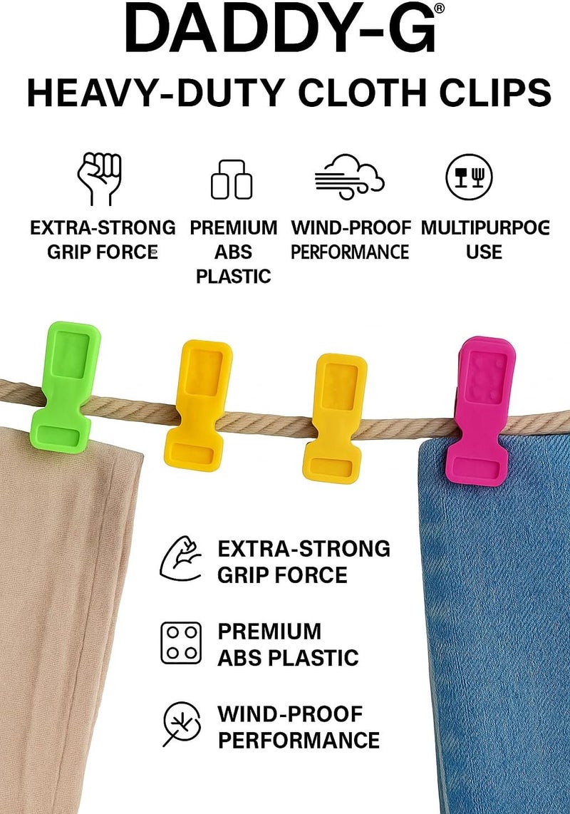 DADDY - G® Non Slip Heavy Quality Duty Rust Cloth Peg Plastic Hanging Clips for Cloth Drying/Pegs for Hanger/Ropes/Towel Dryer/Cloth Drying Pins - Image 2