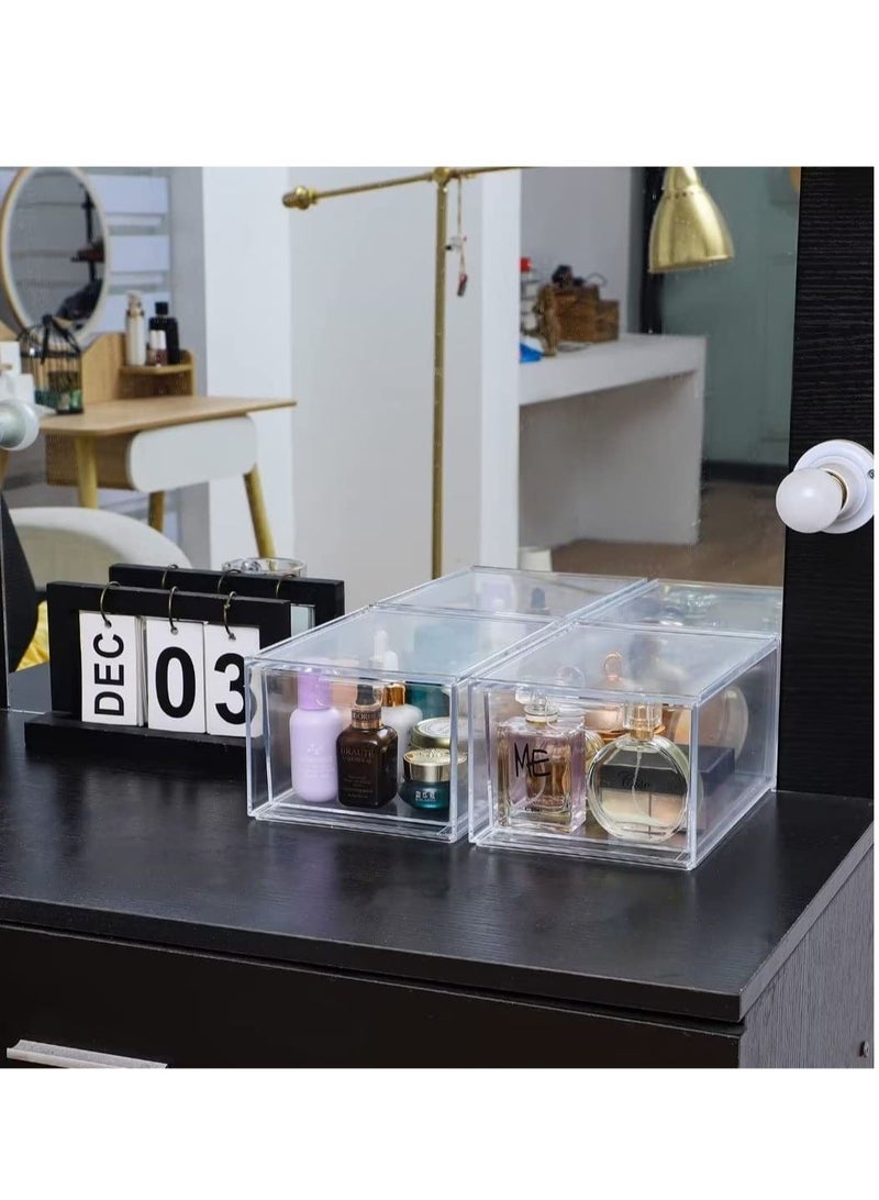 الأزرق جي دبليو 2 Pack Clear Makeup Organizer for Vanity Stackable Acrylic Cosmetic Display Case For Bathroom Under Cabinet Organizers And Storage Drawer Make up Nail Polish Medicine Craft Organizing - Image 4