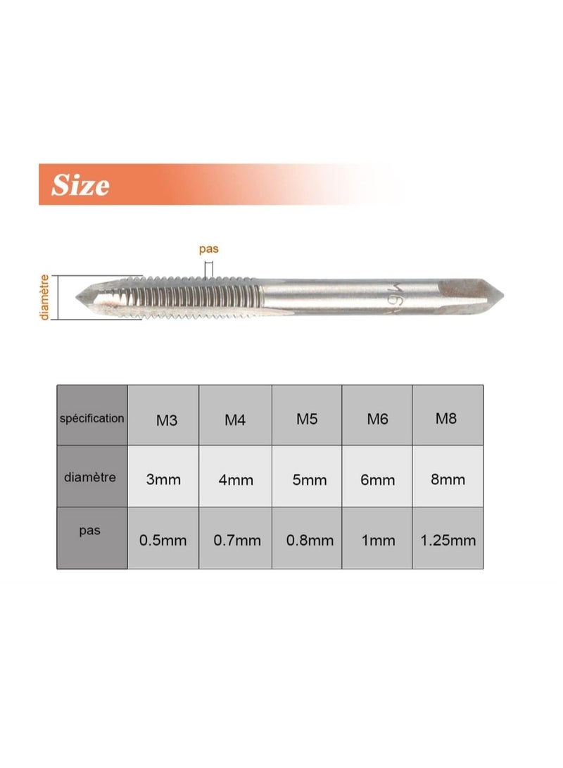 Yakumuz 6 Pcs Tap Wrench Tool Set, Yakumuz Adjustable T-Handle Ratchet Tap Holder Wrench Machine Screw Thread Metric Plug T-Taps with M3 M4 M5 M6 M8 Taps for Metal/Aluminum/Plastic/Wood - Image 4
