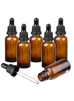Chabeia 6 packs,30ml,Amber Glass Dropper, 1oz Bottle with Glass Pipette, Glass Eye Dropper ,Bottles Refillable for Essential Oil Aromatherapy Blends  - Image 1
