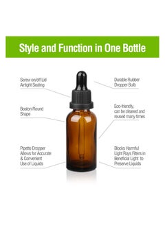 Chabeia 6 packs,30ml,Amber Glass Dropper, 1oz Bottle with Glass Pipette, Glass Eye Dropper ,Bottles Refillable for Essential Oil Aromatherapy Blends  - Image 3