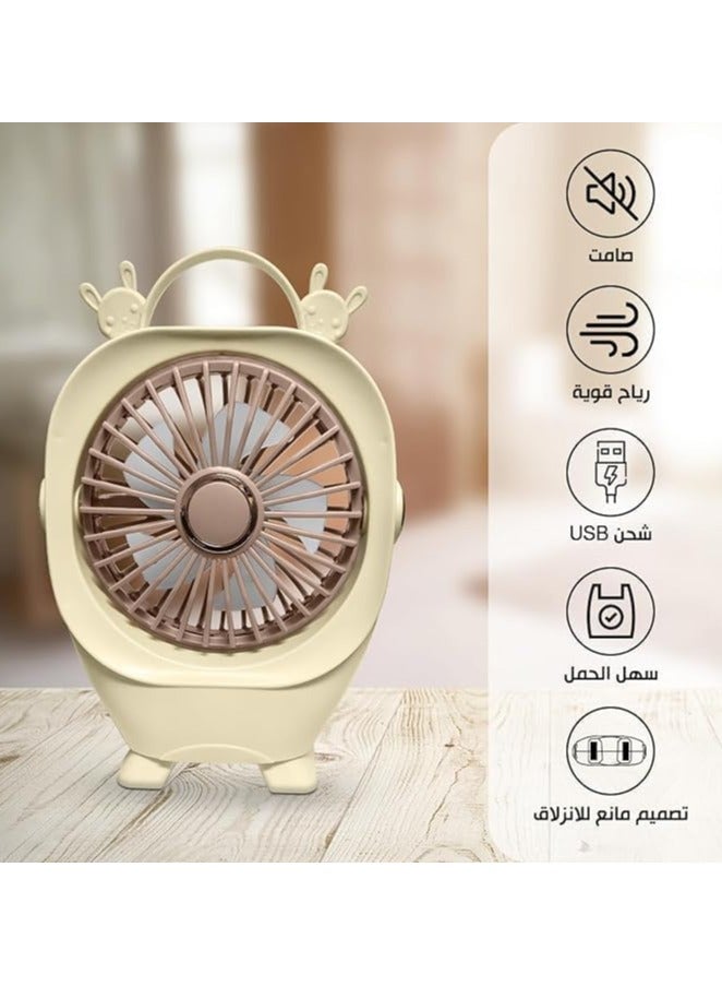 Portable Mini High Speed ​​Desktop USB Handheld Fan with Non-slip Base and 2 Speed ​​Settings - Image 3