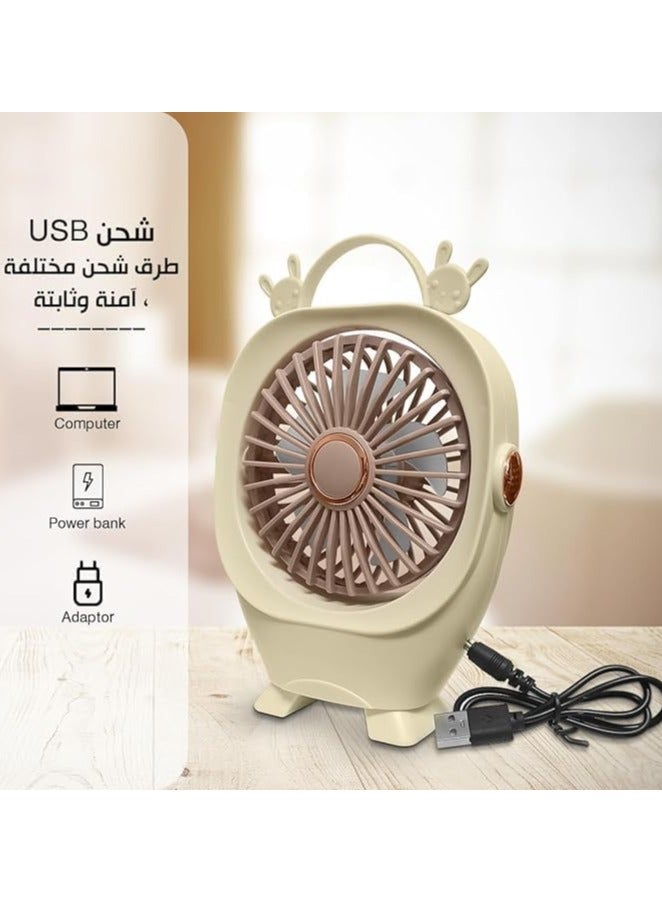 Portable Mini High Speed ​​Desktop USB Handheld Fan with Non-slip Base and 2 Speed ​​Settings - Image 5