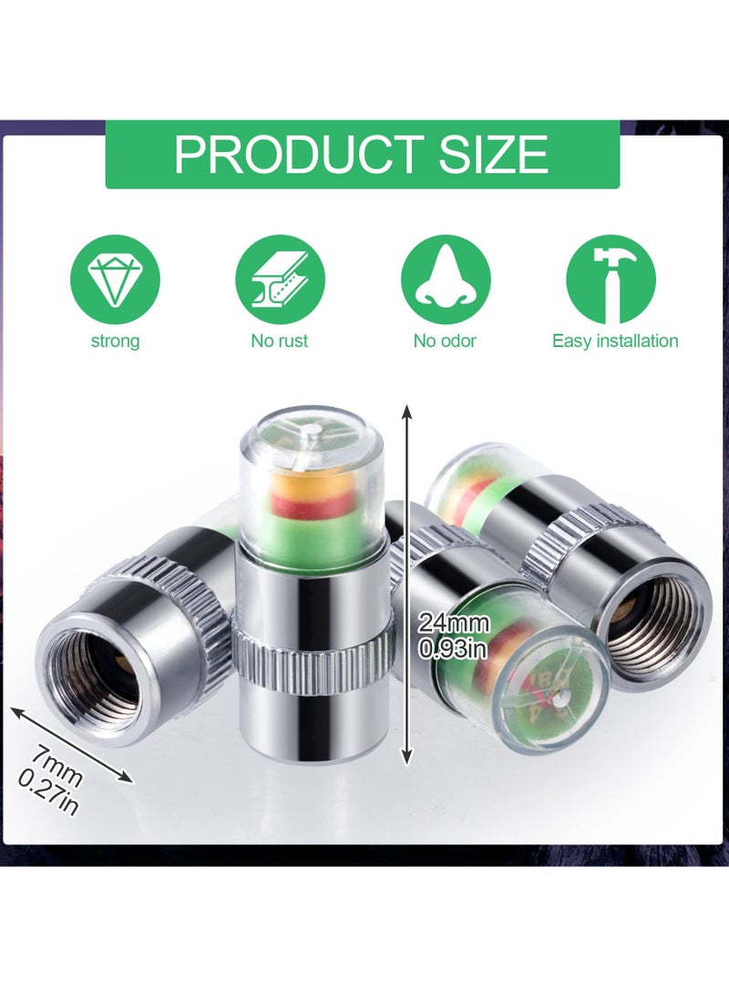 SYOSI SYOSI 12Pcs 2.2Bar 32PSI Tire Pressure Monitor Valve Stem Caps Car Tire Pressure Sensor Indicator Tire Pressure Alert 3 Color for Car Motorbike Bicycle  - Image 2