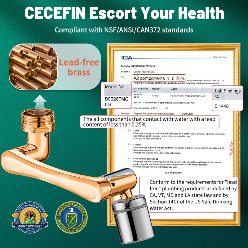CECEFIN Patented CECEFIN 1080Â°Swivel Faucet-Extender Sink-Aerator - 2-Mode Splash Water Tap Extension, Kitchen Bathroom 360 Rotate Spray Attachment, Multifunctional Universal Robotic Arm -Wash Hand/Hair/Face - Image 2