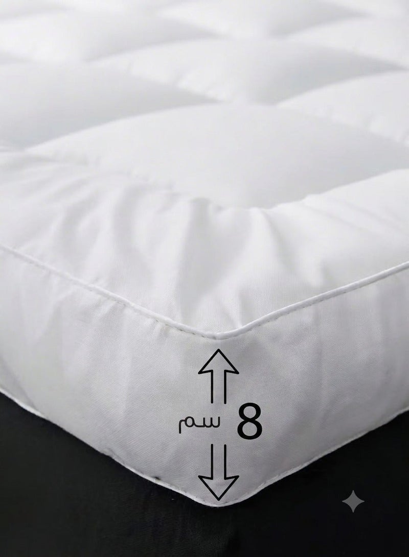 House One Two Layers Super Microfiber Mattress Topper 8 cm With Rubber Corner Edges - White - Image 5