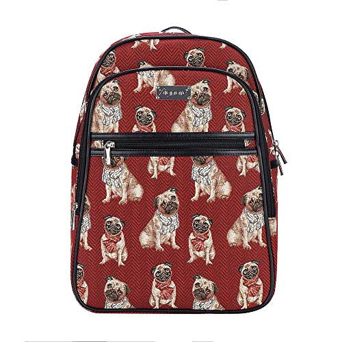 Signare Tapestry Backpack for Women Computer Rucksack Knapsack bookbags for women In Pug Dog Design (BKPK-PUG) - Image 1