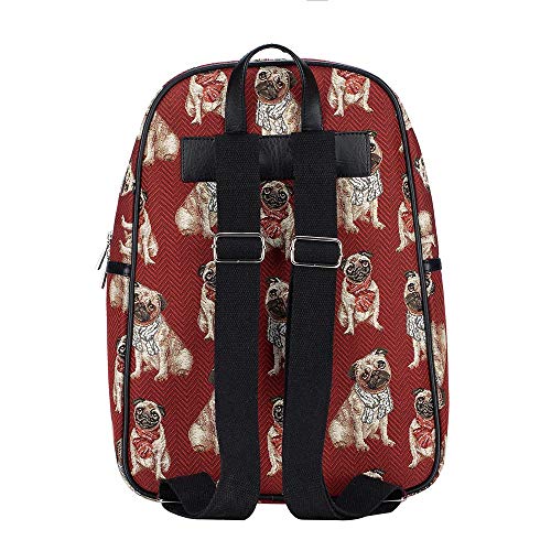 Signare Tapestry Backpack for Women Computer Rucksack Knapsack bookbags for women In Pug Dog Design (BKPK-PUG) - Image 4