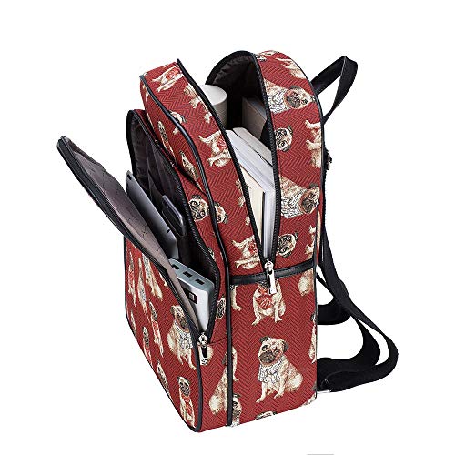 Signare Tapestry Backpack for Women Computer Rucksack Knapsack bookbags for women In Pug Dog Design (BKPK-PUG) - Image 5