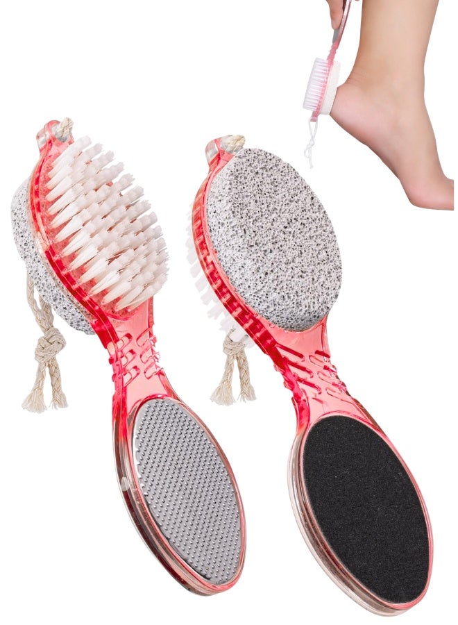 أداة العناية بالقدمين 4 في 1 - مزيل مسامير القدم ذو الوجهين مع فرشاة تنظيف - مبرد للقدمين لإزالة الجلد الميت، وتشققات الكعبين، والجلد الخشن - مقشر لتنعيم القدمين (لون عشوائي) - Image 1