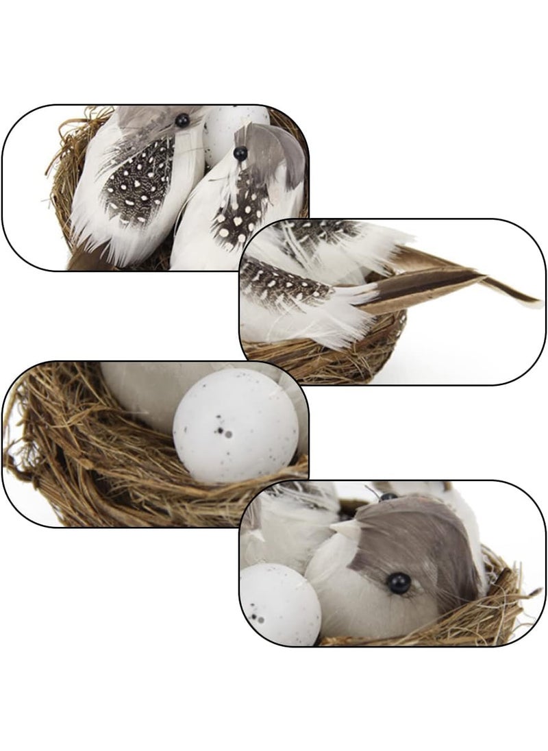 Wonderland Wonderland Artificial Feather Bird nest with Egg Artificial Birds Plastic Bird nest Mini Bird Decoration Figure Decorative  - Image 3