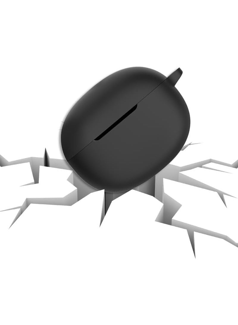 Silicone Case Compatible with Vivo Buds TWS 3e – Soft Protective Silicone Cover, Shockproof Sleeve with Carabiner for Vivo Buds 3e Wireless Earbuds – Black - Image 2