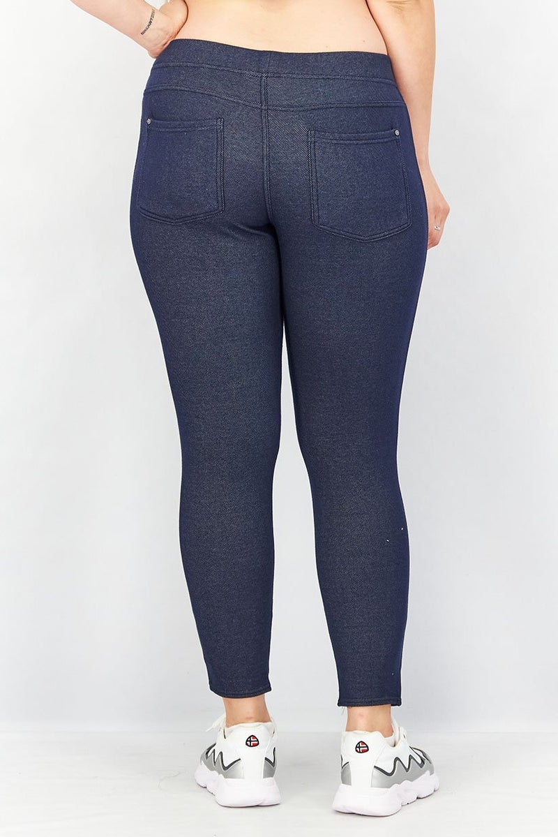 Tchibo Women Solid Pull On Leggings, Navy - Image 3