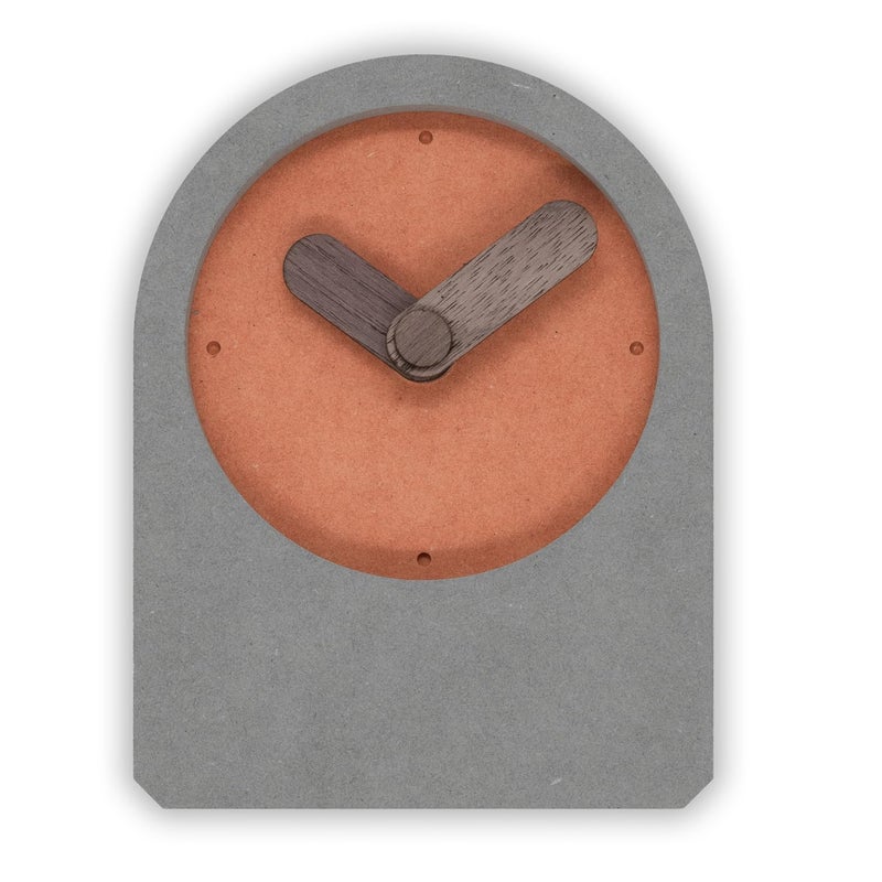 COMMA Haze Desk Shelf Clock Size 13cm X 10cm 511inch X 393 Wooden Finish Table Clock Battery Operated Composite Material Orange - Image 2