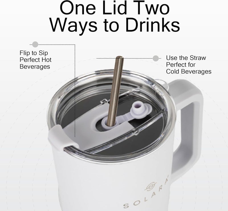 SOLARA Elixir 40oz Tumbler for Hot and Cold, 1200ml Insulated Tumbler with Lid, Stainless Steel Tumbler with Straw, Travel Tumbler, Coffee Mug for Office, Home, 1200ml, 40oz, Frosty - Image 2