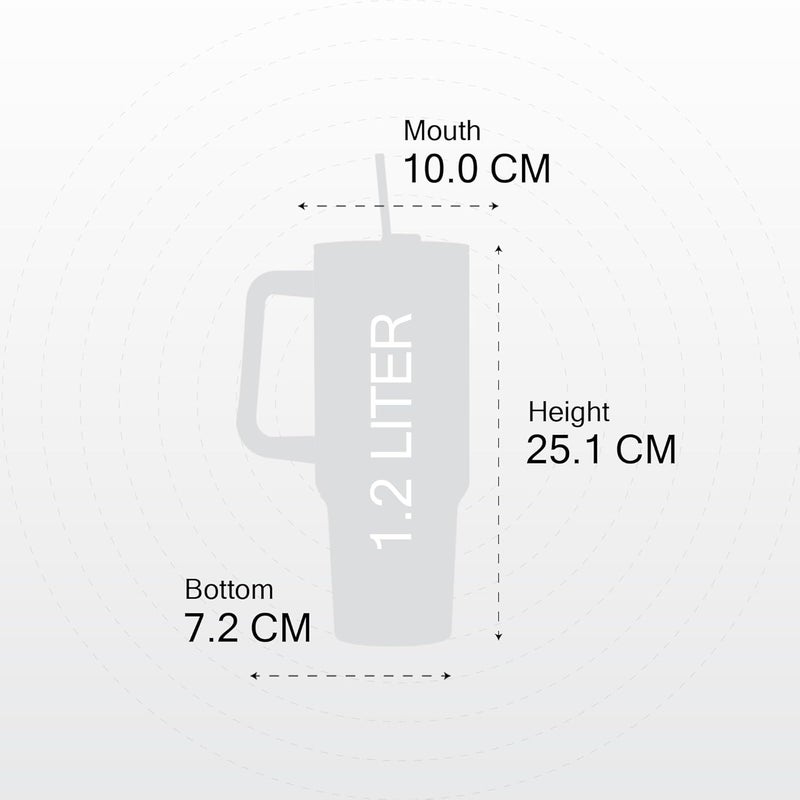 SOLARA Elixir 40oz Tumbler for Hot and Cold, 1200ml Insulated Tumbler with Lid, Stainless Steel Tumbler with Straw, Travel Tumbler, Coffee Mug for Office, Home, 1200ml, 40oz, Frosty - Image 4