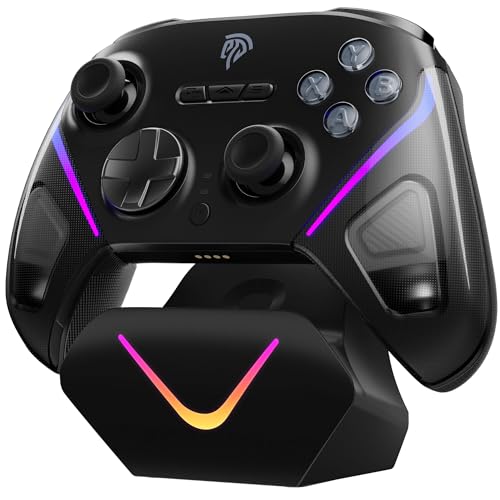 EasySMX D10 Wireless Game Controller – TMR Anti-Drift Joysticks, Dual-Mode Triggers, 1000Hz Polling, Mechanical Buttons, RGB – Bluetooth Gamepad for PC/Switch/Switch2/iOS/Android with Charging Dock - Image 1