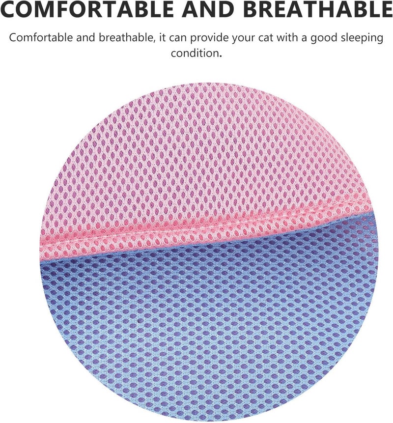 Pet Cage Hanging Cat Hammock Double-Sided Breathable Mesh Small Pet Sleeping Bed for Indoor Cats and Kittens, Reversible Pink and Blue Medium Size - Image 3