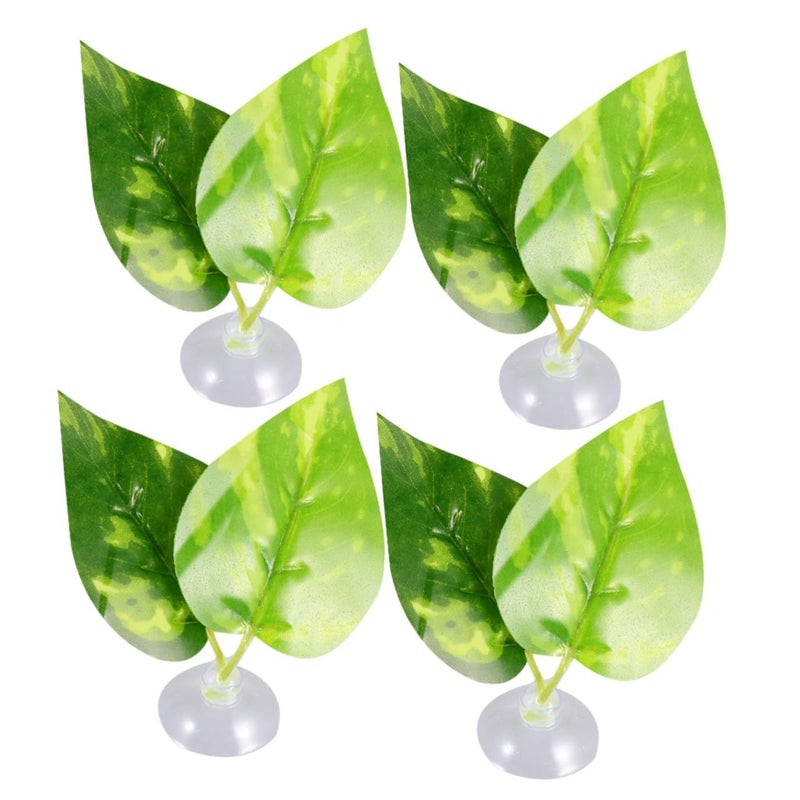 4Pcs Green Artificial Aquarium Leaves Natural Tank Decoration for Freshwater and Saltwater Easy to Clean - Image 2