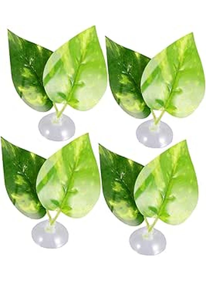 4Pcs Green Artificial Aquarium Leaves Natural Tank Decoration for Freshwater and Saltwater Easy to Clean - Image 1