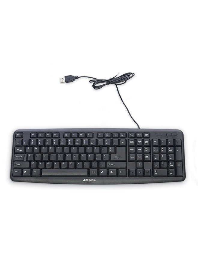 VERBATIM Slimline Wired Keyboard USB Plug-and-Play Numeric Keypad Adjustable Tilt Legs Corded Full-Size Computer Keyboard Compatible with PC, Laptop - Frustration Free Packaging Black 99201 - Image 1