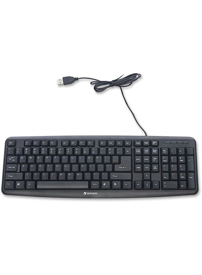VERBATIM Slimline Wired Keyboard USB Plug-and-Play Numeric Keypad Adjustable Tilt Legs Corded Full-Size Computer Keyboard Compatible with PC, Laptop - Frustration Free Packaging Black 99201 - Image 4