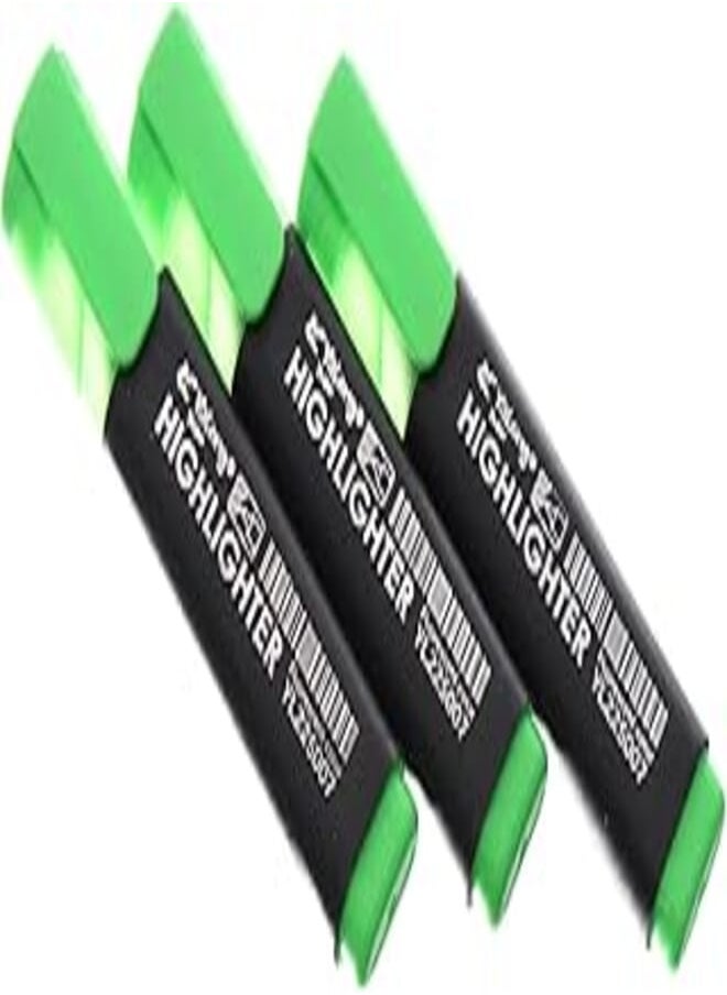 YALONG Yalong Yl-2225007 High Quality Fluorescent Color Highlighter Marker Pen Tip 2.5mm Pack of 3 Gross Green Color Pens - Multi Color 
