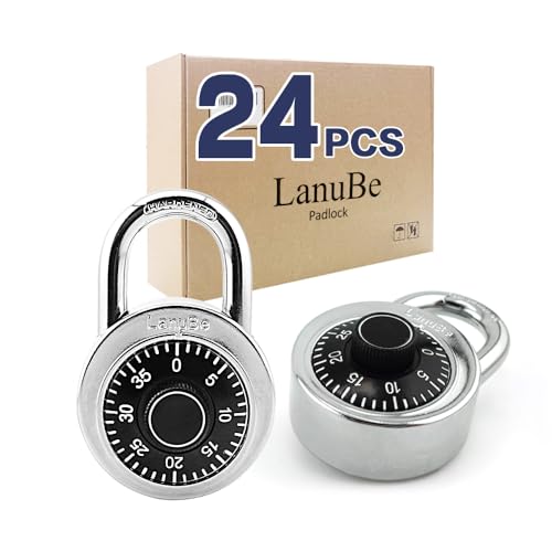 LanuBe Lock Standard Dial Combination Lock, 2 in. Wide, with Different Combinations, Black Turnplate, Pack of 24; Lock for School, Employee, Gym & Sports Locker, Case, Toolbox, and so on - Image 1
