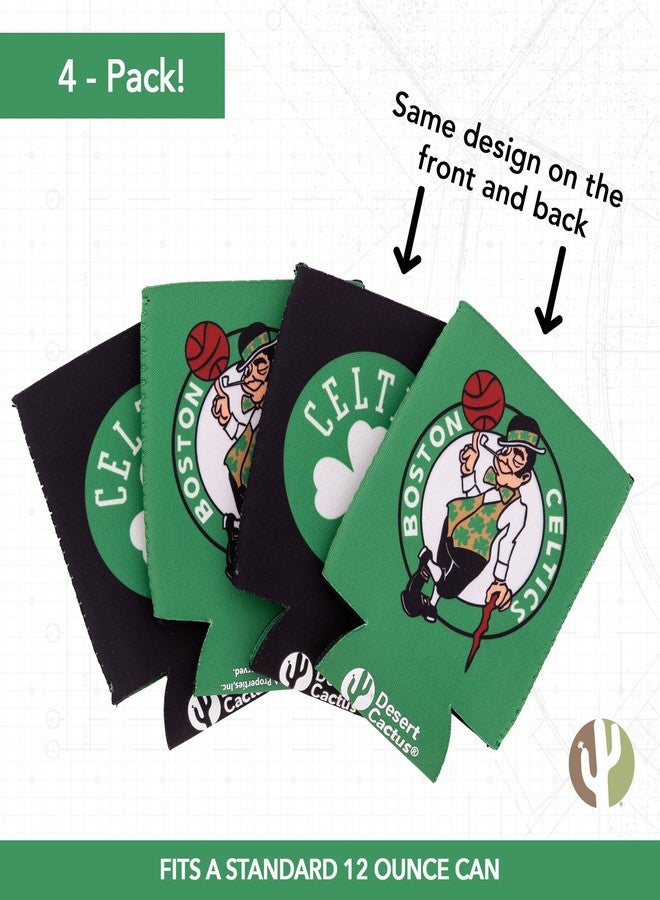 Desert Cactus Boston Celtics Can Insulator Beverage Cooler 4 Pack NBA Foam Beverage Holder (4 Pack Can) (Boston Celtics) - Image 2