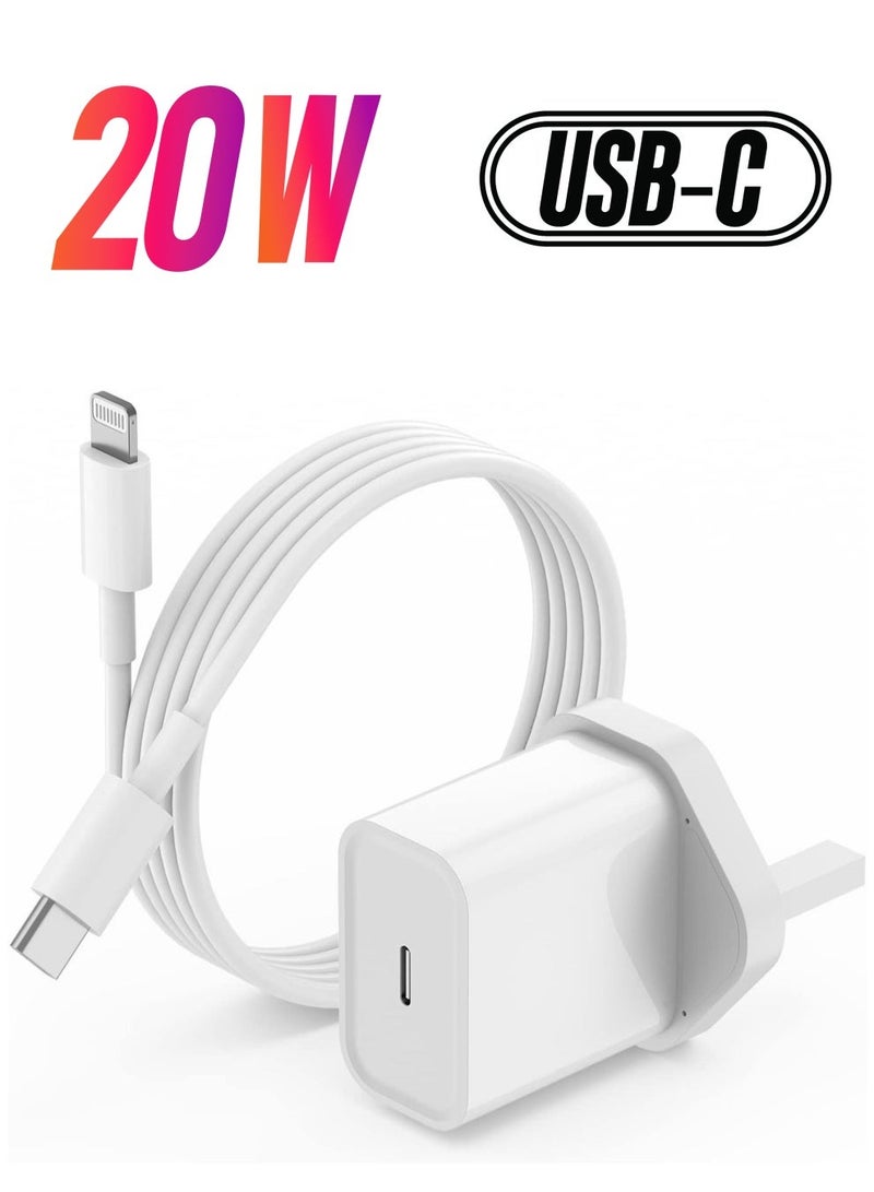 20W Type C Fast Charger Adapter for iphone 14 pro/ 14 pro max/14/13/12/11, USB C Fast Charging Plug with Cable 1.5M - Image 1