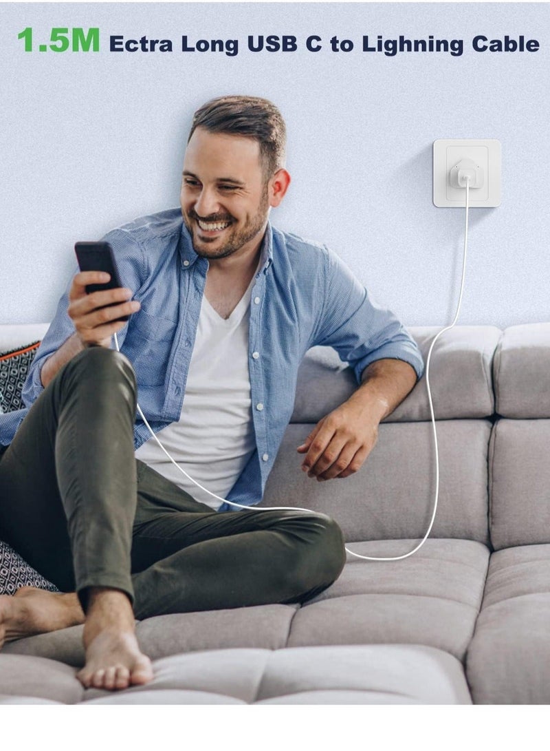 20W Type C Fast Charger Adapter for iphone 14 pro/ 14 pro max/14/13/12/11, USB C Fast Charging Plug with Cable 1.5M - Image 3