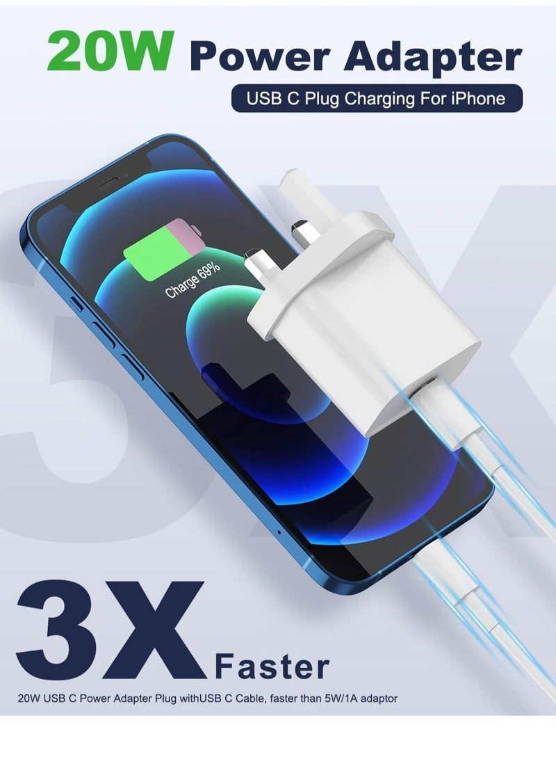 20W Type C Fast Charger Adapter for iphone 14 pro/ 14 pro max/14/13/12/11, USB C Fast Charging Plug with Cable 1.5M - Image 2