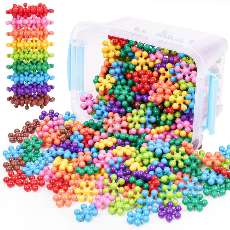 NiToy Snowflake Interlocking Building Block Educational Toy 300PCS for Kids Ages 3 MultiColor Solid Plastic Early Learning Creativity STEM Toy with Carrying Case Safe Material - Image 3