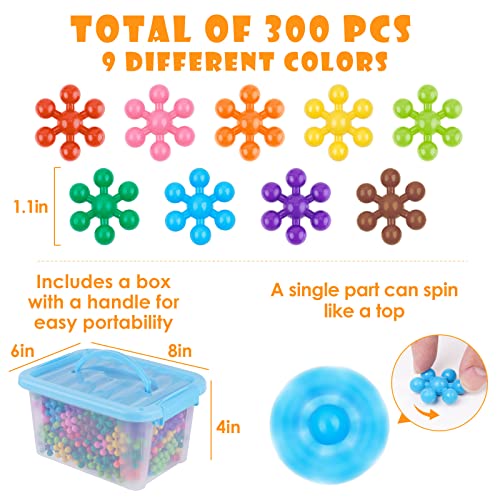 NiToy Snowflake Interlocking Building Block Educational Toy 300PCS for Kids Ages 3 MultiColor Solid Plastic Early Learning Creativity STEM Toy with Carrying Case Safe Material - Image 5