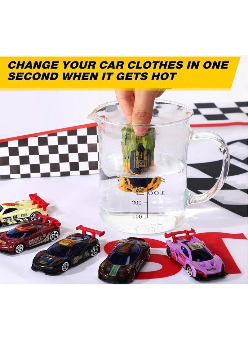 توي لاند لعبة سيارة رياضية صغيرة من سبائك معدنية متغيرة الألوان بمقياس 1:64 مع طلاء منشط بالماء للأطفال - 3 قطع - متنوعة - Image 5