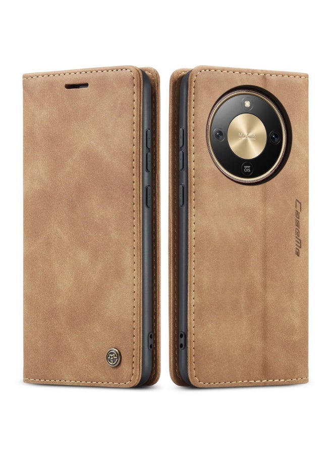 كيس مي جراب موبايل من الجلد الصناعي الفاخر  013 وحامل للكروت و البطاقات متوافق مع  Honor X9D (بني) - Image 1