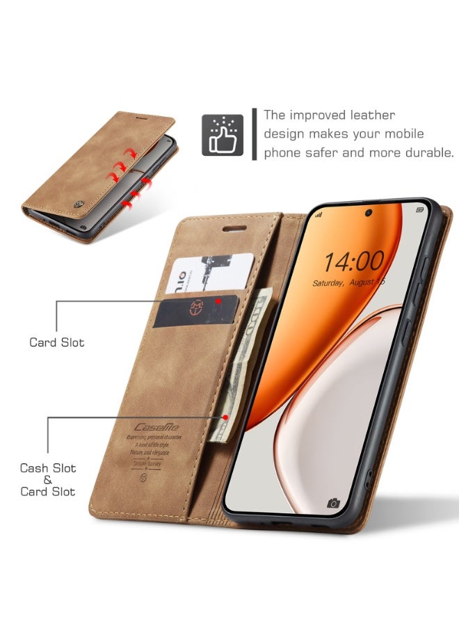 كيس مي جراب موبايل من الجلد الصناعي الفاخر  013 وحامل للكروت و البطاقات متوافق مع  Honor X9D (بني) - Image 3