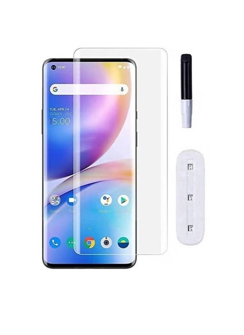 Oneplus 8 Pro Screen Protector, Baytion Oneplus UV Tempered Glass 【Exclusive Solution for Ultrasonic Fingerprint】【Full Adhesive】 【Fingerprint Sensor Compatible】【Easy Install Kit】