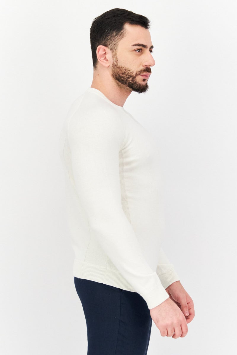 Celio Men Crew Neck Long Sleeve Plain Sweatshirt, Beige - Image 3