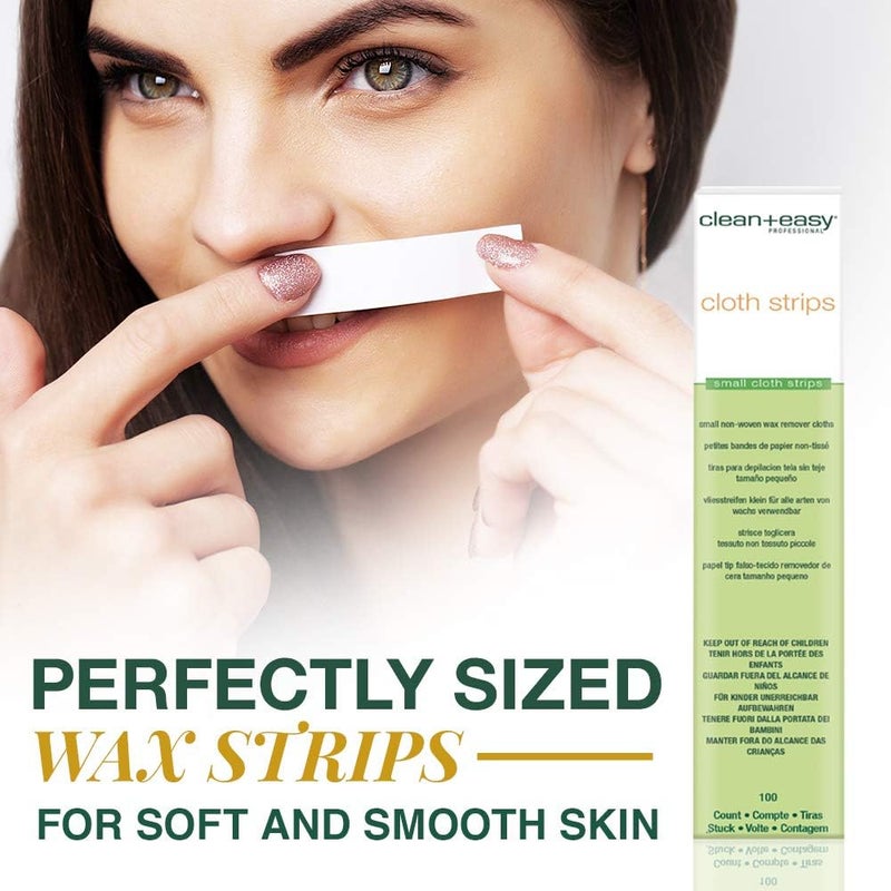 Clean + Easy C+E Small Cloth Waxing Strips for Facial Hair Removal - 100 Count - Image 3