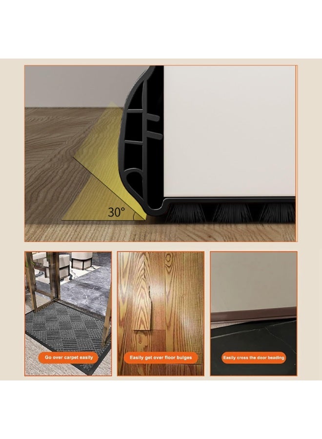 YelaJoy Under Door Draft Stopper with Brush: Cuttable Under Door Seal Blocker - Insulator Doors Sweep - Weather Stripping Noise Stopper - Strong Adhesive 93cm Length (Black, 93cm Length) - Image 4